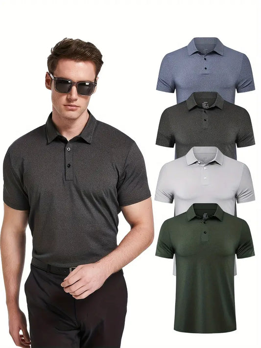 4 részes férfi gyorsan száradó galléros póló rövid ujjú golf póló 